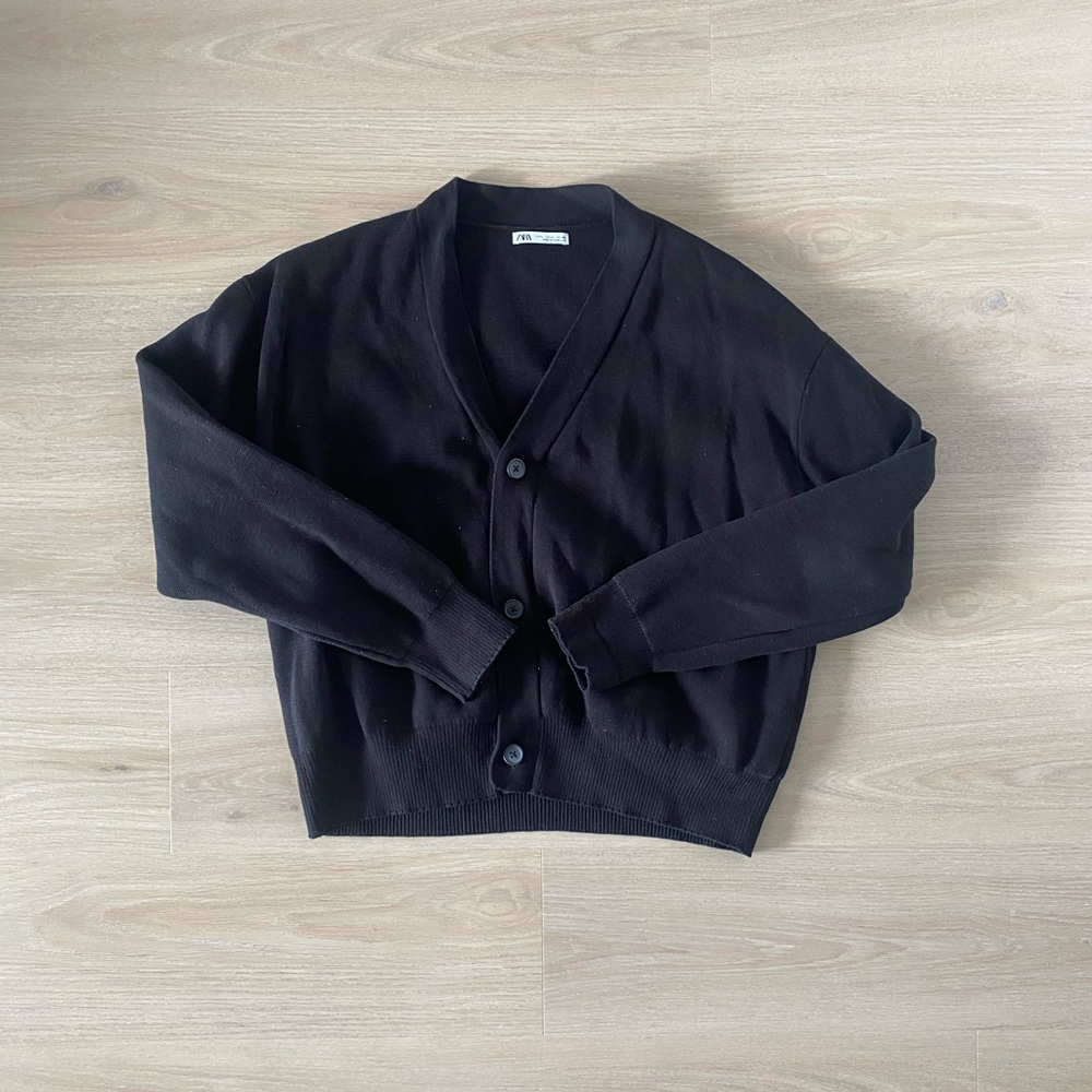 Mens Zara Charcoal Cardigan Size L
